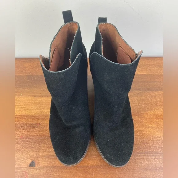Lucky Brand Yezzah Black Suede Wedge Ankle Bootie Boots Women’s Size 10M. - Picture 8 of 12